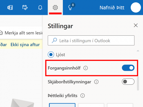 Outlook forgangshólf