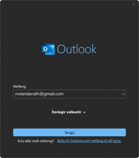 Outlook bæta við email3