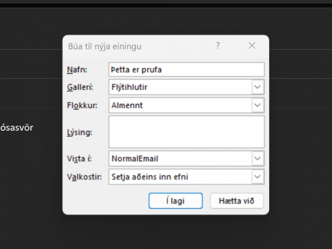 Outlook flýtisvör2