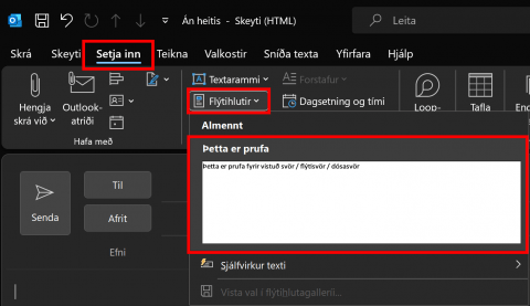 Outlook flýtisvör3