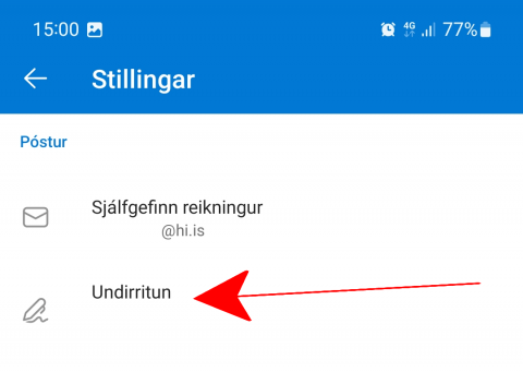 Outlook undirskrift android 3