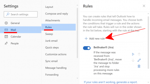 Outlook web rule 1