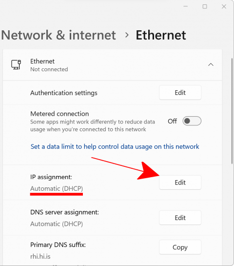 Vírað net DHCP 3