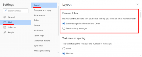 Outlook web focused