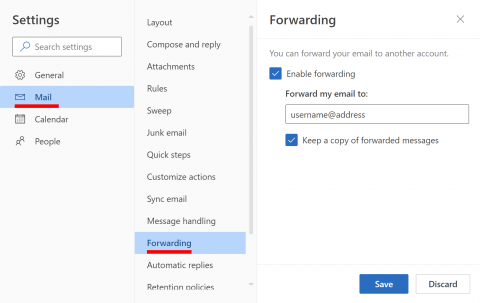 Outlook forwarding