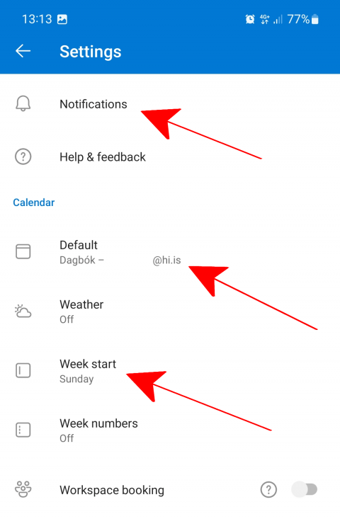 Outlook Android layout 