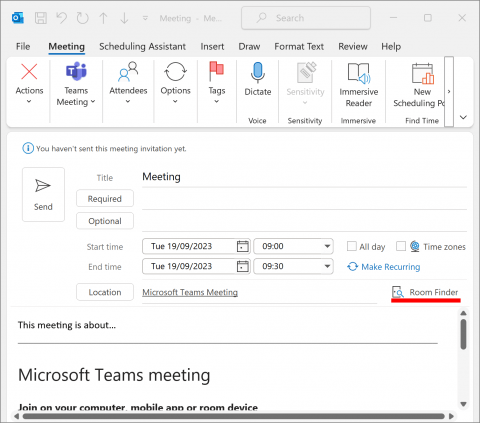 Windows Outlook meeting