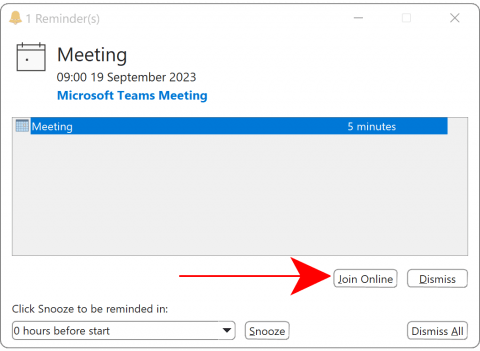 Windows Outlook meeting