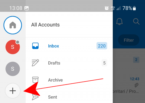 Outlook Android Email shared