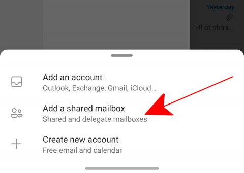 Outlook Android Email shared