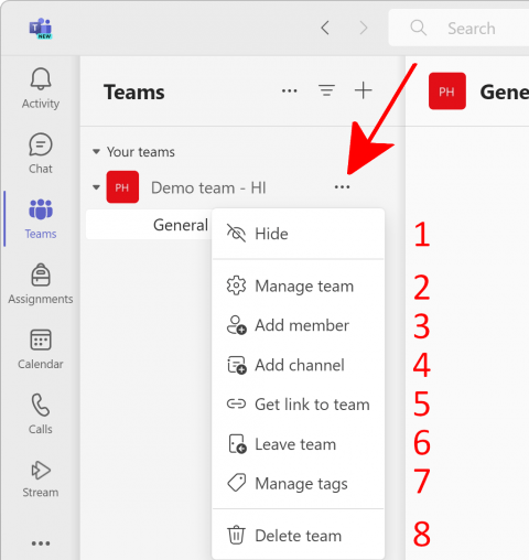 Teams group layout