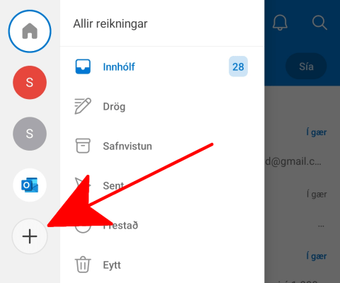 Outlook sameiginlegt android